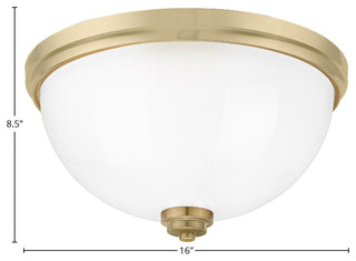 16" 3-Light Flush Mount Light, New Age Brass, White Marble Glass
