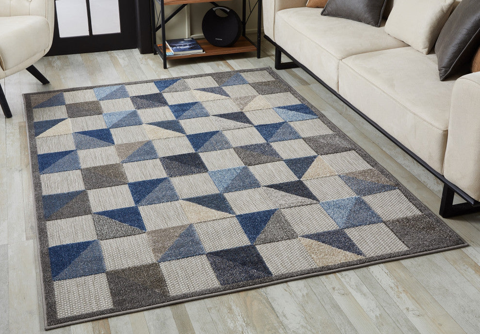 Calla Scope Indoor/Outdoor Rug, Blue, 6'7 X 9'