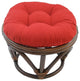 18" Round Solid Twill Tufted Footstool Cushion, Red