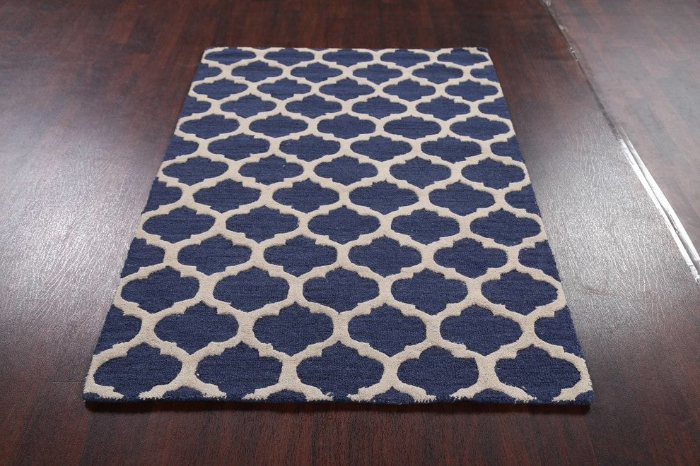 Hand-tufted Trellis Indian Oriental Wool Area Rug, 4x6'
