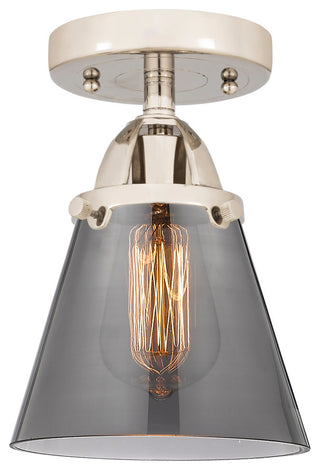 Small Cone Semi-Flush Mount, Polished Nickel, Plated Smoke, Plated Smoke