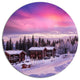 Frosty Winter Resorts In Forest, Landscape Round Wall Art, 23"