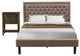 2Pc Queen Size Bed Set, 1 Platform Bed Dark Khaki, 1 Wood Nightstand