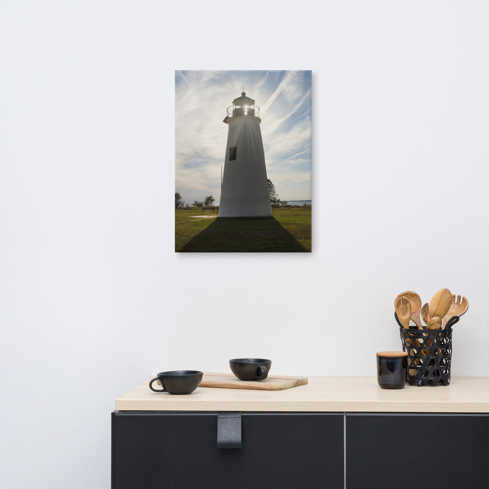 Turkey Point Lighthouse with Sun Flare Coastal Canvas Prints, 18" X 24"