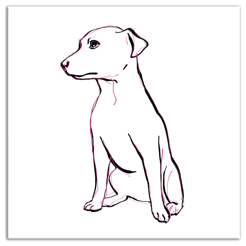 Designs Direct Sitting Pink Pup 30x30 Canvas Wall Art