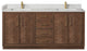 Jakarta Bath Vanity, Quartz Top No Mirror, Dark Brown Oak, 72", Double Vanity