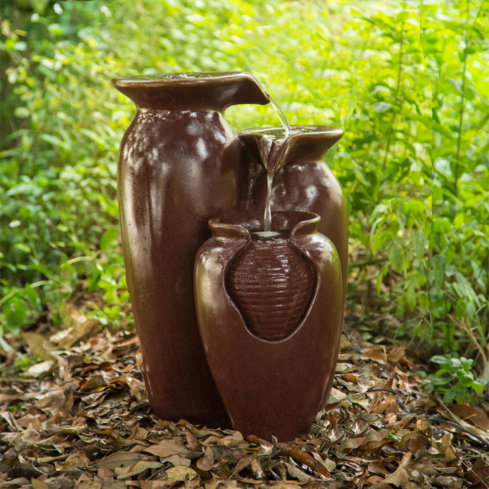 Outdoor Cascading Jars Waterfall Fountain Red