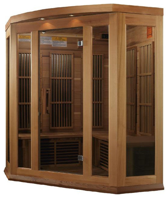 3-Person Corner Near Zero Emf (Under 2Mg) Far Infrared Sauna (Canadian Hemlock)