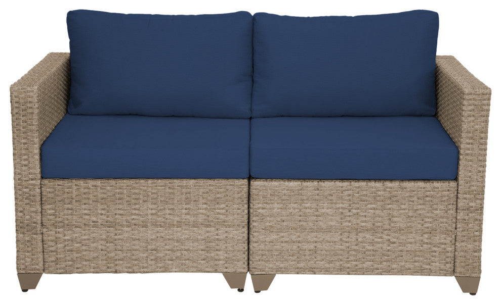 Maui 5-piece Outdoor Modular Conversation Set, 3 Corner Sofa Seats, Cobalt