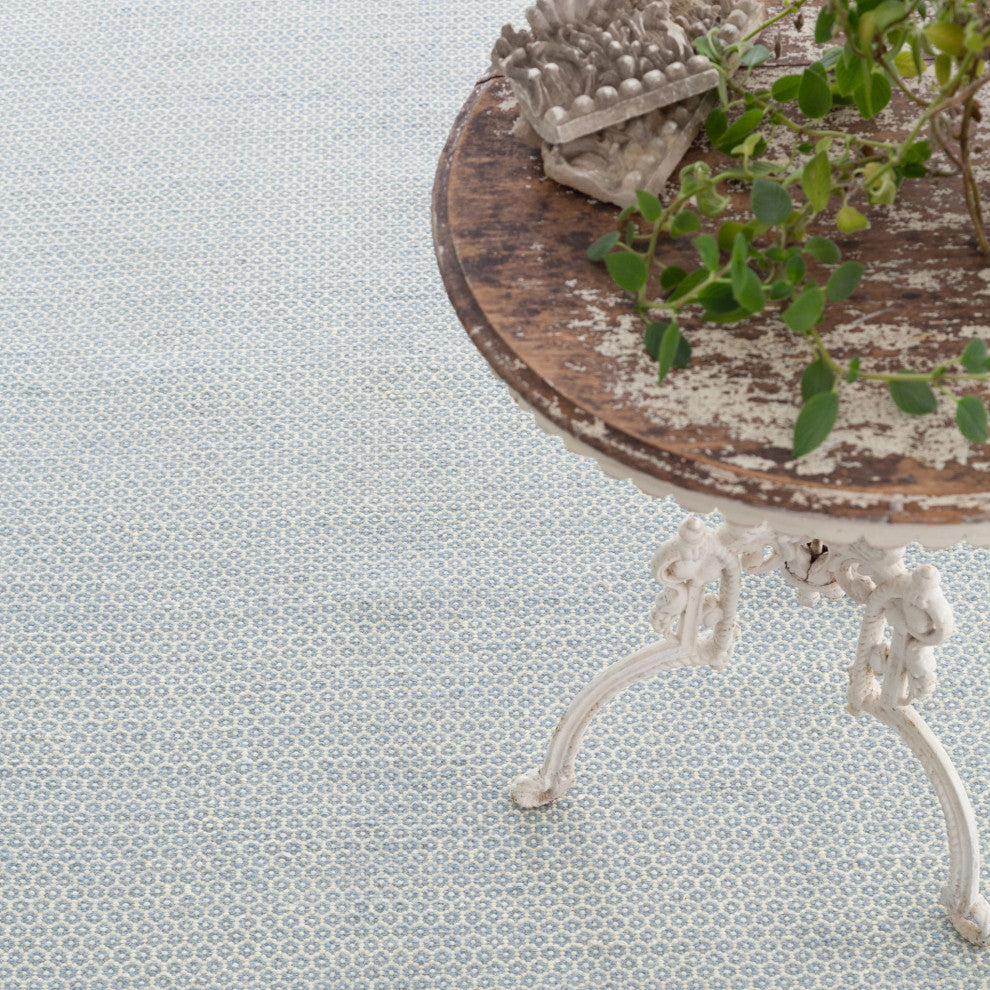 Dash & Albert Honeycomb French Blue/Ivory Handwoven Wool Rug, Blue, 2'6" x 8'