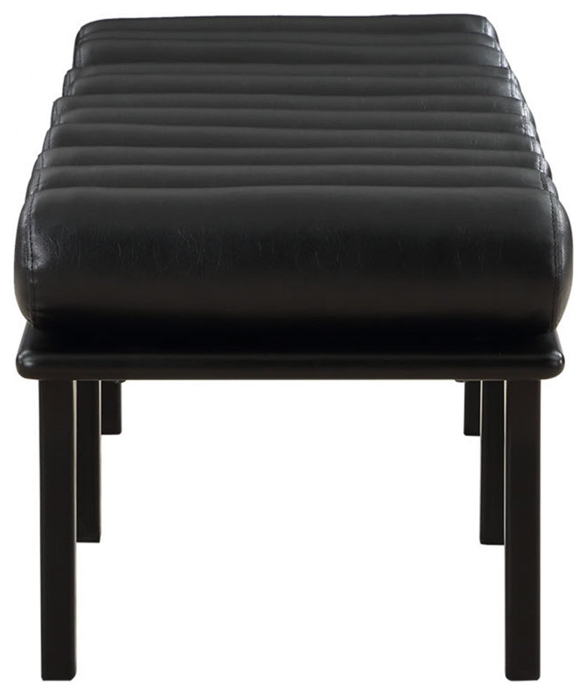 Landon Faux Leather Bench, Black, Black Finish