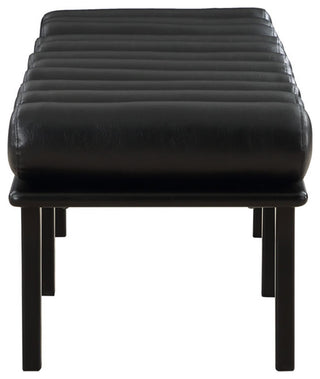 Landon Faux Leather Bench, Black, Black Finish