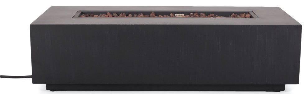 Jasmine Outdoor Iron 50K BTU Rectangular Fire Pit Table, Brushed Black