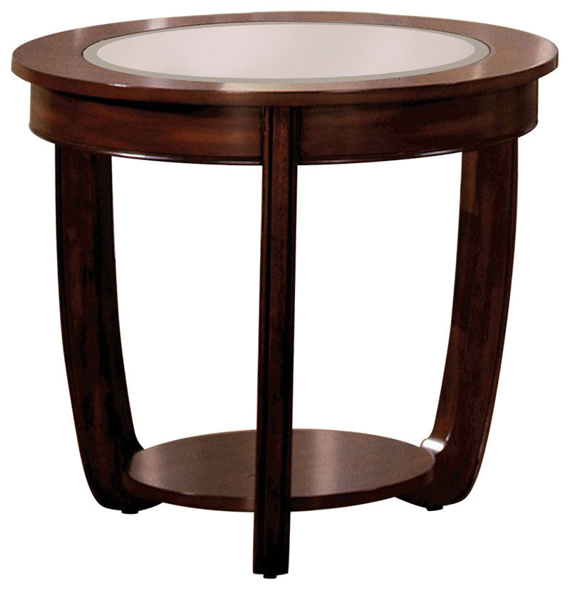Benzara BM123842 Crystal Falls Transitional End Table , Dark Cherry