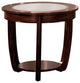 Benzara BM123842 Crystal Falls Transitional End Table , Dark Cherry