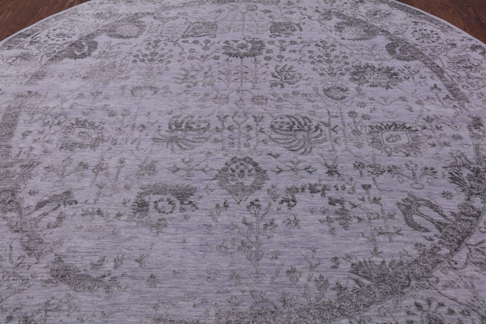 10' Round Wool and Silk Persian Hand-Knotted Rug Q9125