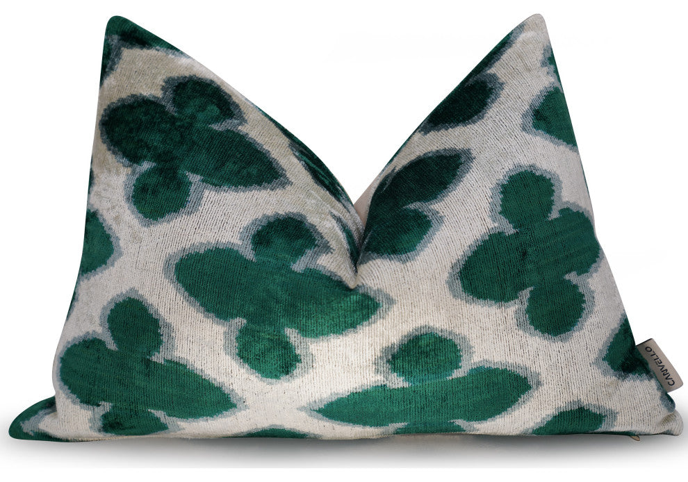 Canvello Luxury Leaf Green Carbon Grey Pillow for Couch, 16x24 in, 40x60 cm