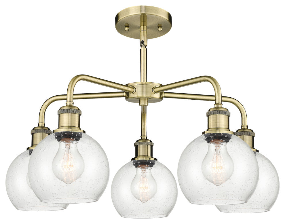 Athens 5-Light 24" Stem Chandelier, Antique Brass, Seedy