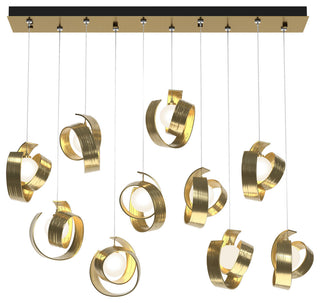 Riza 10-Light Pendant Modern Brass Opal Glass Standard