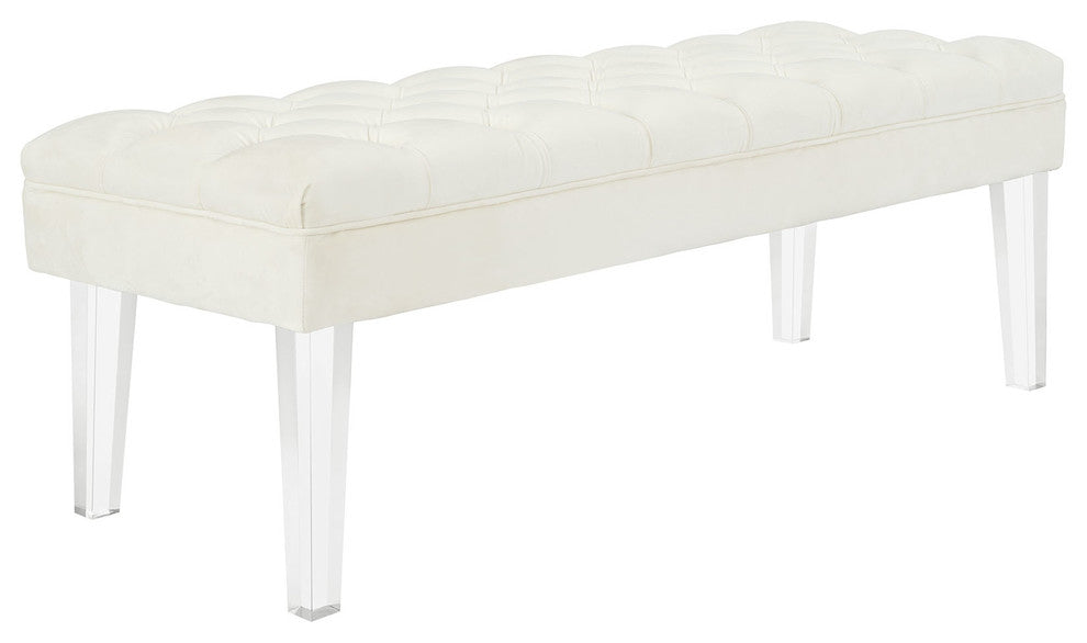 Valet Velvet Bench, Ivory