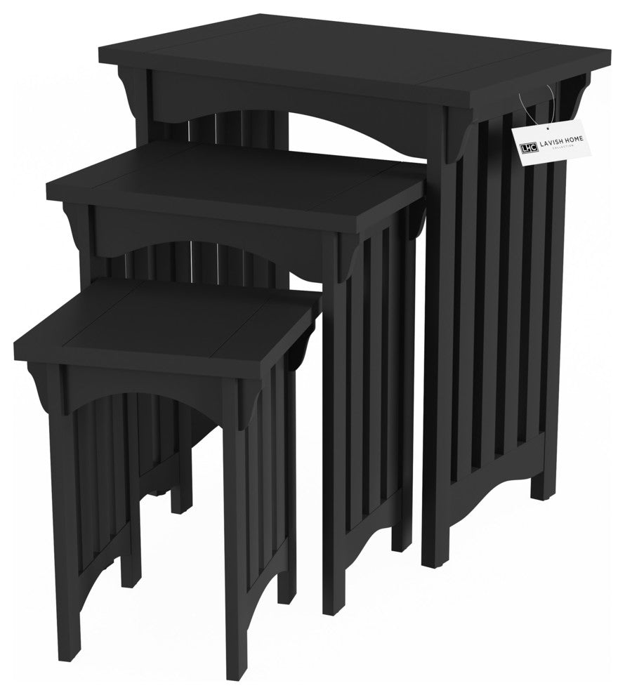 Lavish Home Nesting Tables, 3-Piece Set Mission Style, Black