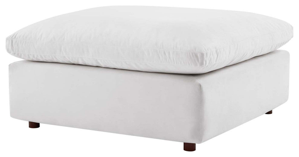 Accent Chair Ottoman, Velvet, White, Modern, Living Lounge Hotel Hospitality