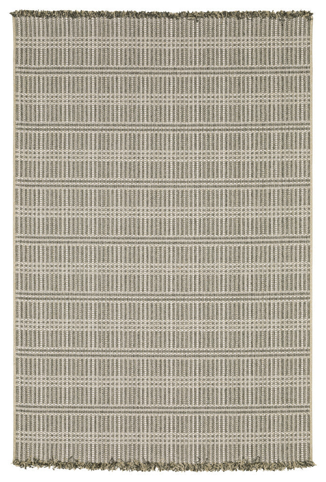 Genoa Geometric Lines Beige/ Black Flatwoven Indoor-Outdoor Area Rug 3'3" x 5'