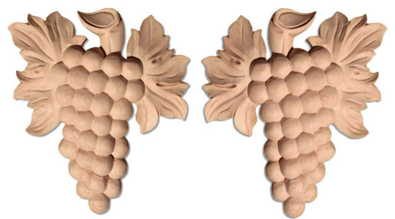 Tulare Grape Clusters Carvings, Maple, 2-Piece Set