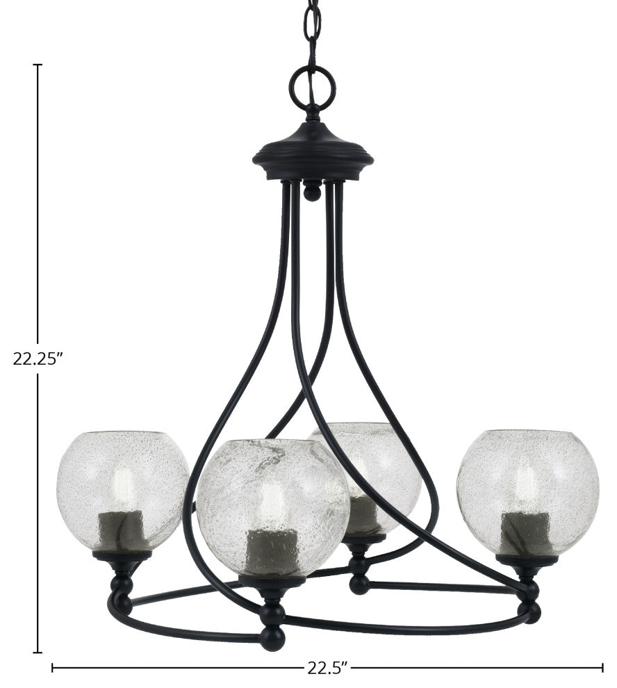 Capri 4-Light Chandelier, Matte Black/Smoke Bubble