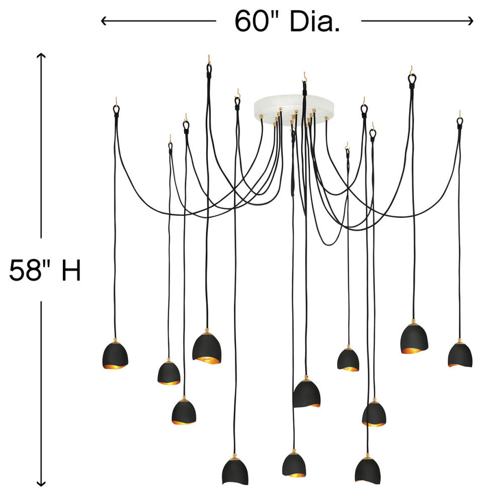 Hinkley Nula Large Multi Tier Pendant, Shell Black