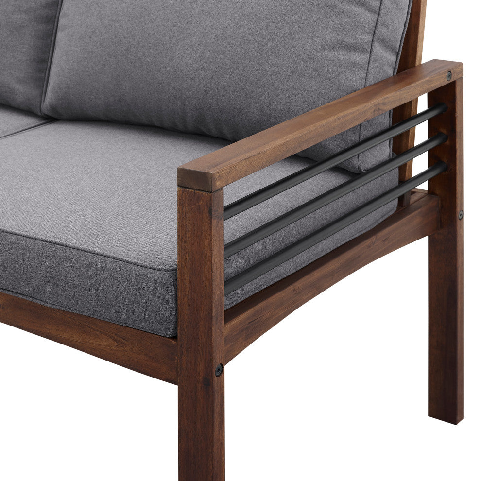 Pearson Modern Wood and Metal Outdoor Loveseat