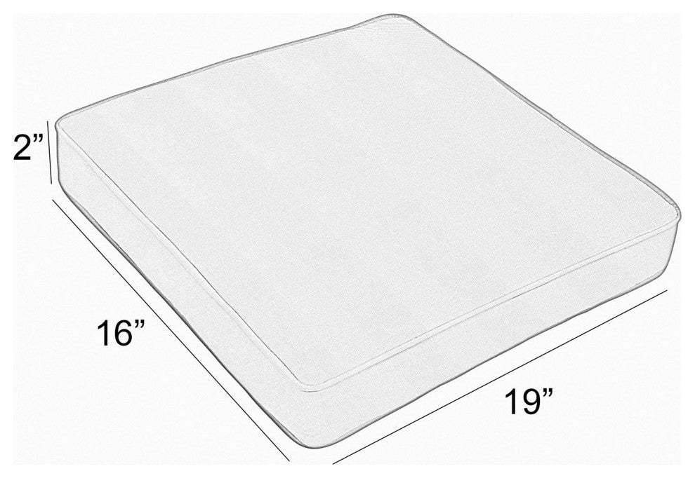 Sorra Home Gardenia Seaglass Corded Chair Cushion, Set of 2, 16x19x2"