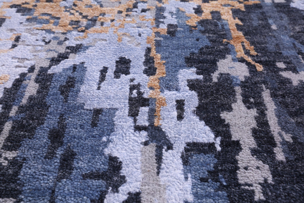 8' Round Modern Wool & Silk Handmade Rug - Q14879