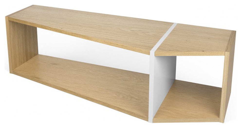 Blanston Modern Modular Stackable Shelf, Oak/ White