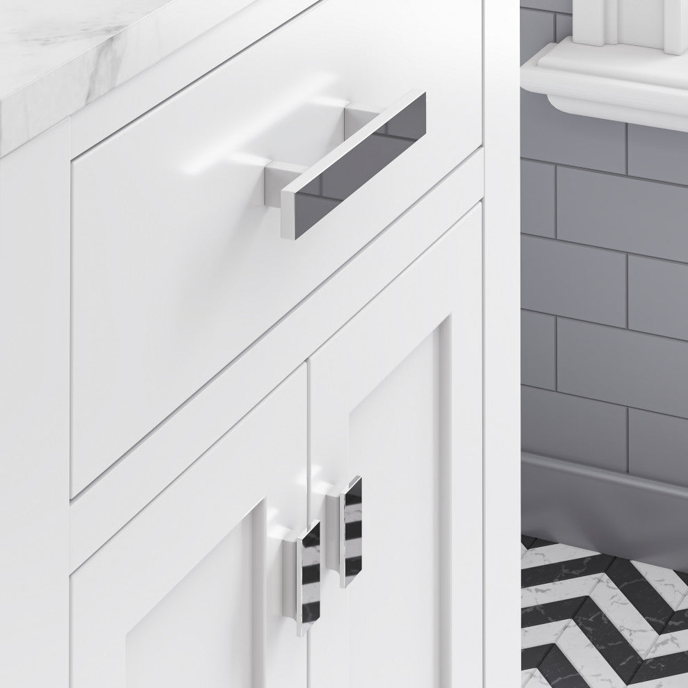 24" Pure White Single Sink Bathroom Vanity