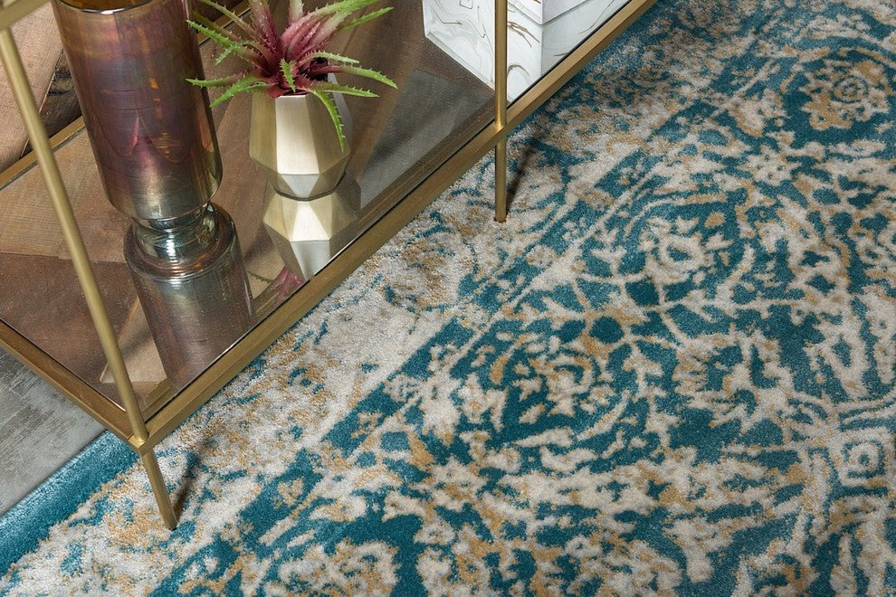 Traditional Alesund 10'x13' Rectangle Aqua Area Rug