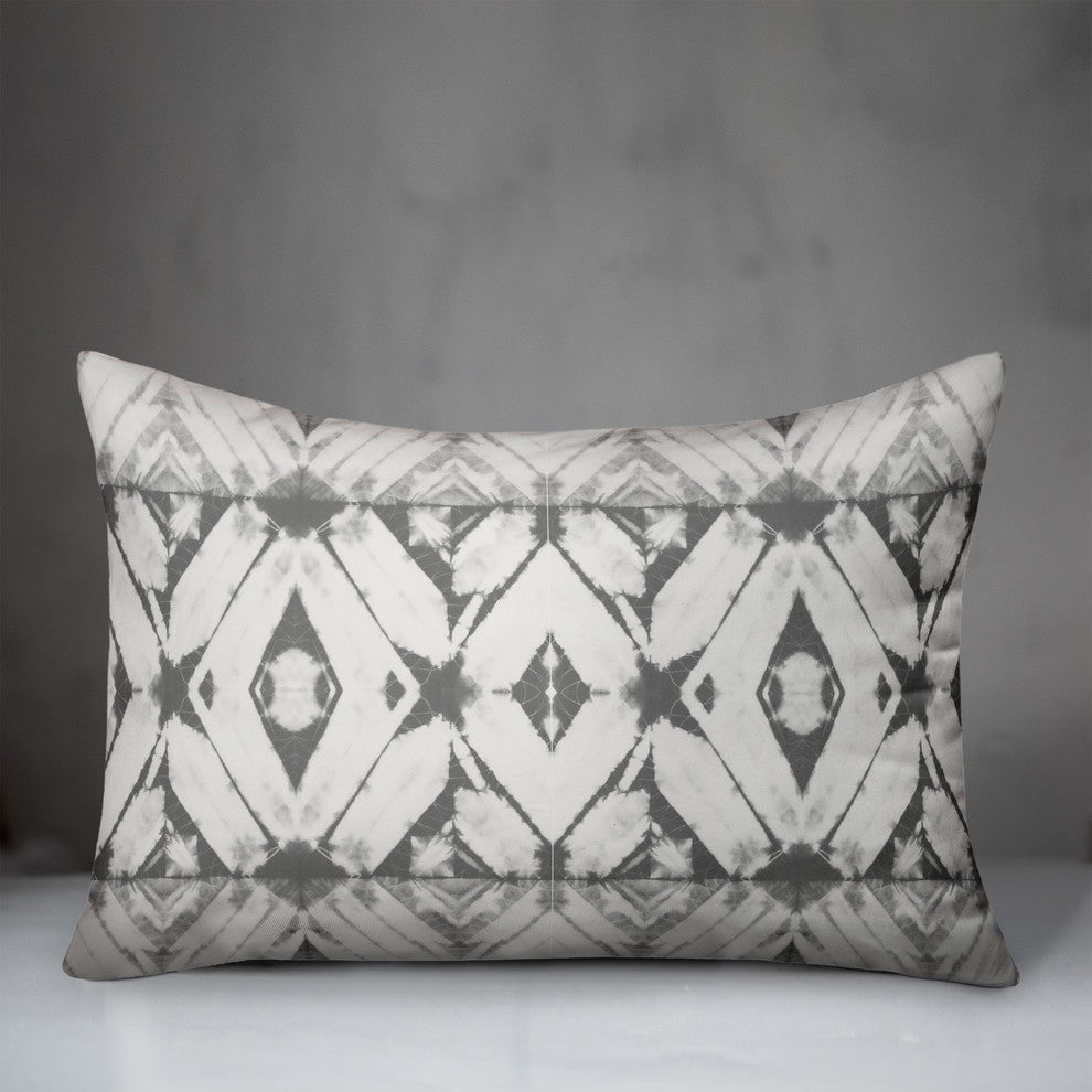 Gray Shibori 14x20 Outdoor Throw Pillow
