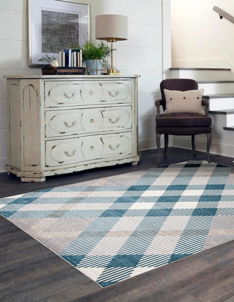 Aqua Kors Area Rug, Gray, 6'x9'