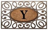 A1HC Rubber & Coir Elegant Circles Princess Doormat, Monogrammed, Y