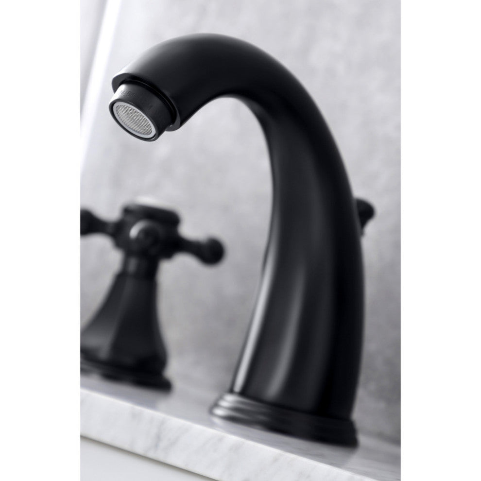 Kingston Brass KB4980BX Widespread Bathroom Faucet and Pop-Up Drain, Matte Black