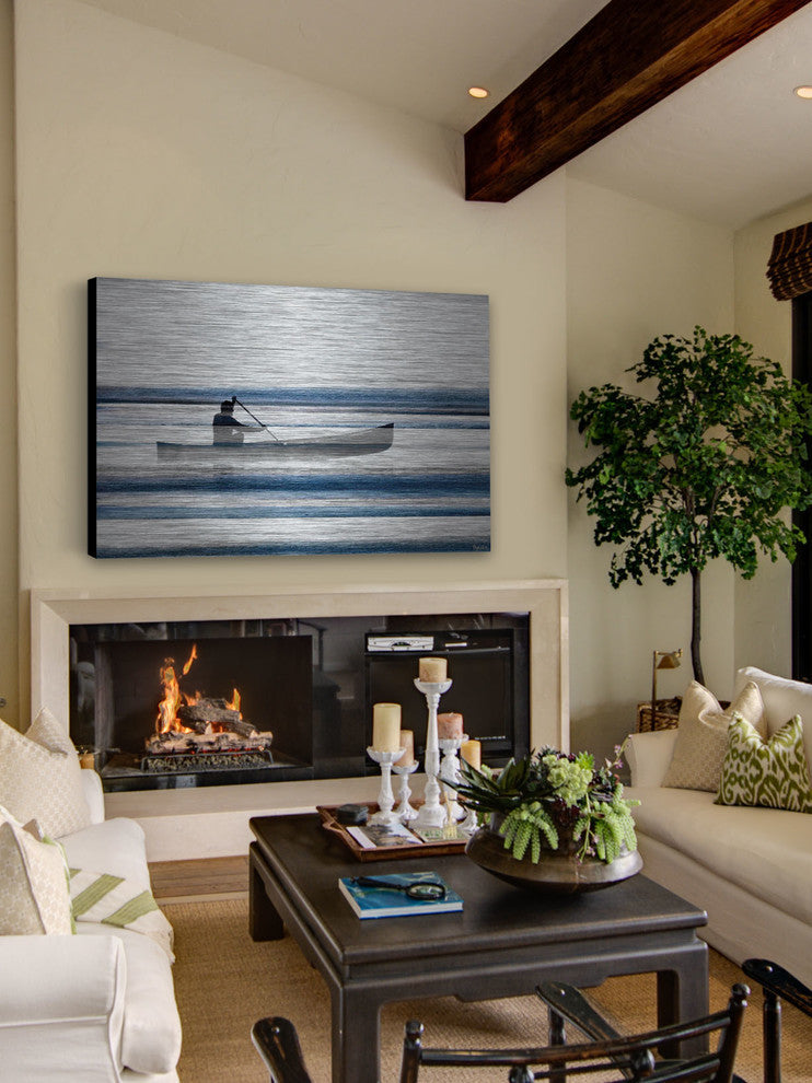 "Blue Lake Canoe" Print on Brushed Aluminum, 36"x24"