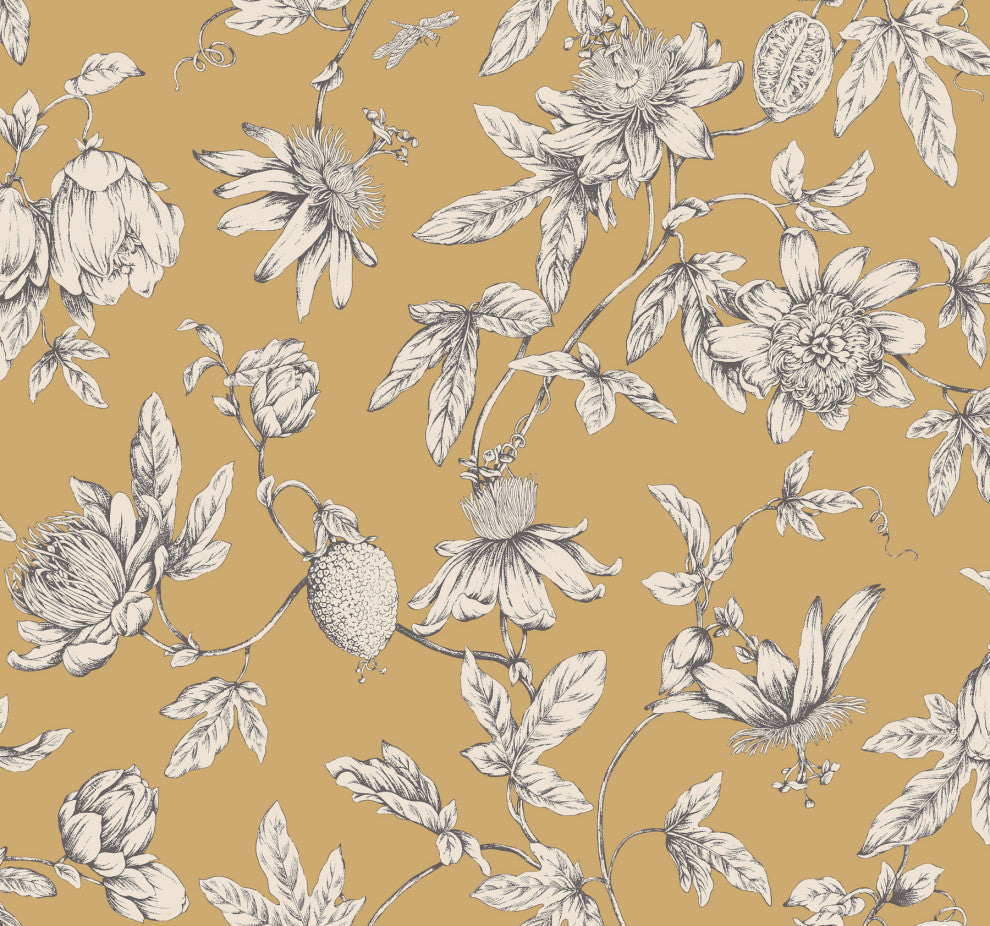 Passion Flower Toile Harvest Wallpaper