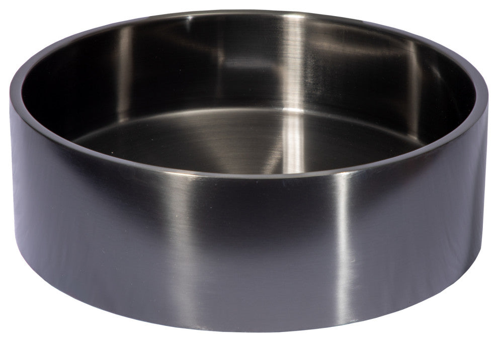 Eden Bath EB_SS003BK Round 15.75-in Stainless  Vessel Sink + Rim Black + Drain