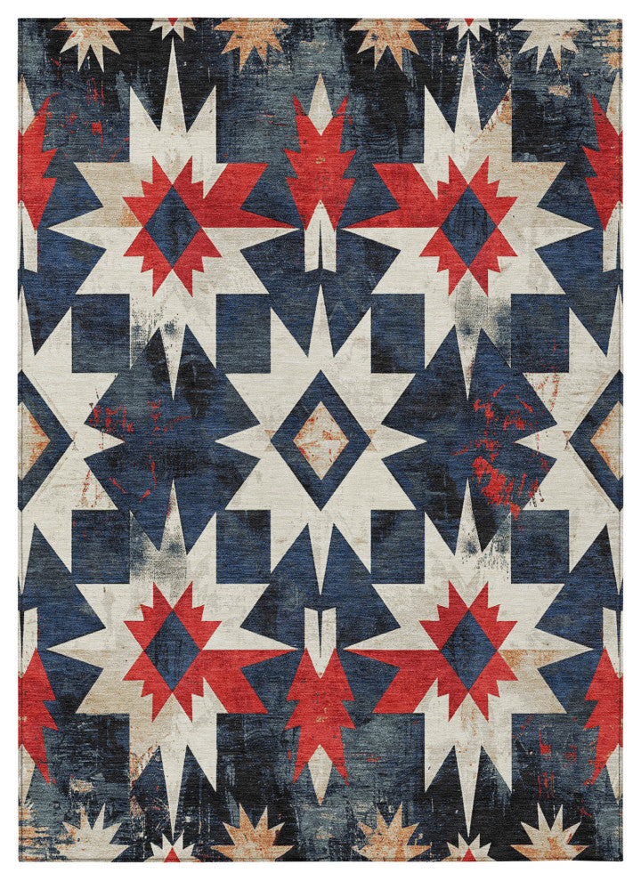 Machine Washable Indoor/Outdoor Chantille ACN1893 Navy 9' x 12' Rug