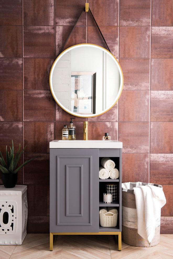Alicante 24" Grey Smoke Vanity, Gold