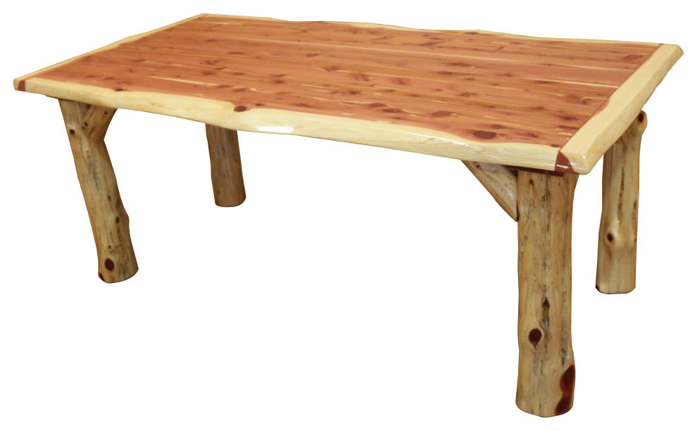 Red Cedar Log Solid Top Family Dining Table, 42" X 96"