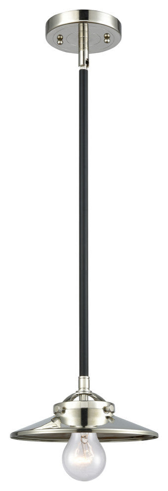 Railroad 1-Light Mini Pendant, Black Polished Nickel, Polished Nickel
