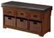Accent Hallway Entryway Storage Bench Baskets Drawers Upholstered Seat