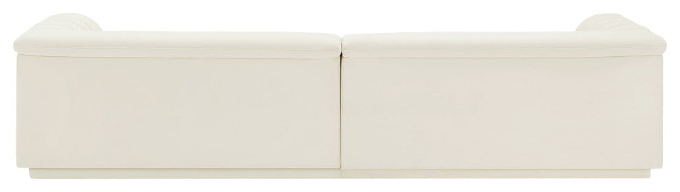 Cascade Upholstered Modular Sofa, Cream, Velvet, Straight Sofa