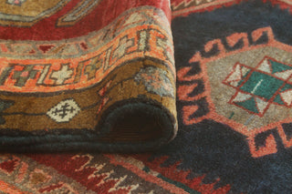 Fine Vintage Distressed Behice Burgundy/Charcoal Runner, 3'4 x 9'2